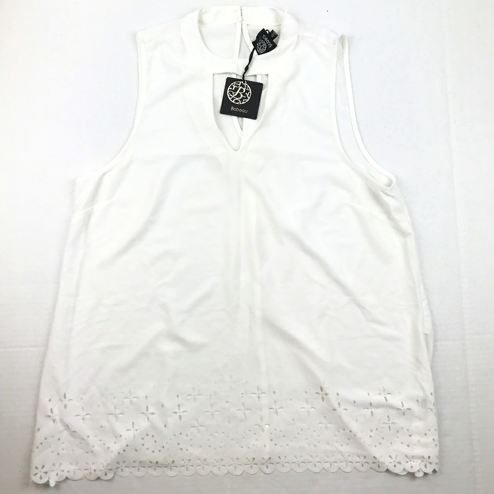 Bobeau Women's White Blouse W/ High Neck